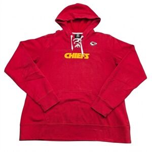 NFL Team Apparel Kansas City Chiefs Lace Up Hoodie Women's Large Red Vintage F09